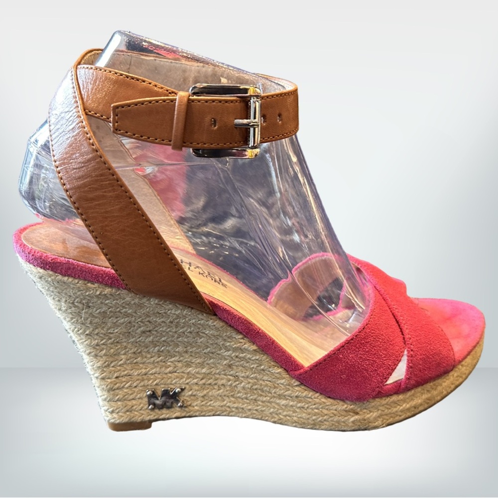 Michael Kors Fushia Suede Rope Wedge Sandals 8